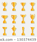 Set of yellow and orange sports cups 130374439