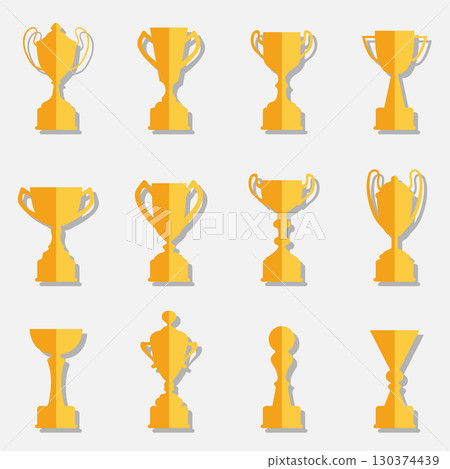 Set of yellow and orange sports cups 130374439