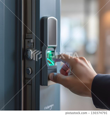 Advanced Biometric Scanner Unlocking Secure Door 130374791