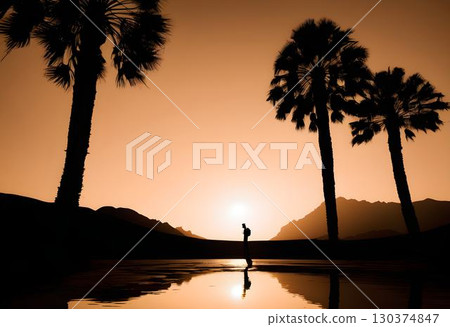 Person Standing in the Shadow of an Oasis 130374847