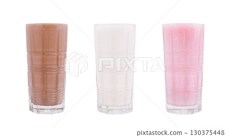 Delicious variety of colorful beverages in tall glasses on a white background Delicious variety of colorful beverages in tall glasses on a white background 130375448