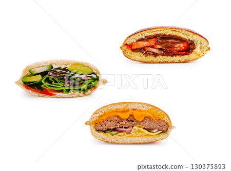 Creative sandwich fillings showcase variety and flavor combinations in meals Creative sandwich fillings showcase variety and flavor combinations in meals 130375893