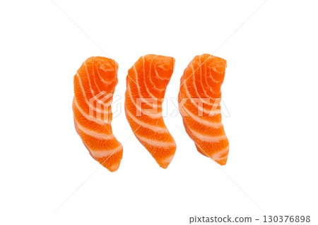 Salmon raw sashimi on white background Salmon raw sashimi on white background 130376898