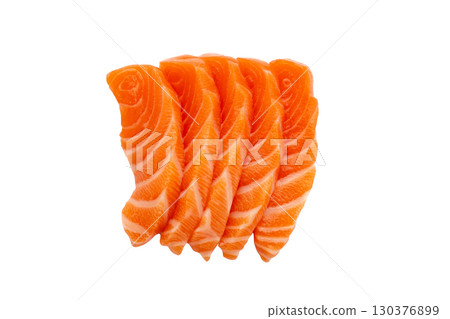 Salmon raw sashimi on white background Salmon raw sashimi on white background 130376899