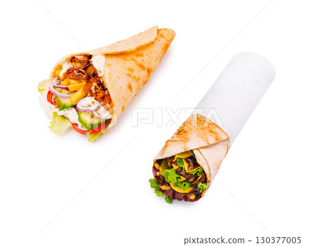 Delicious wraps filled with fresh ingredients and flavor for a tasty meal 130377005