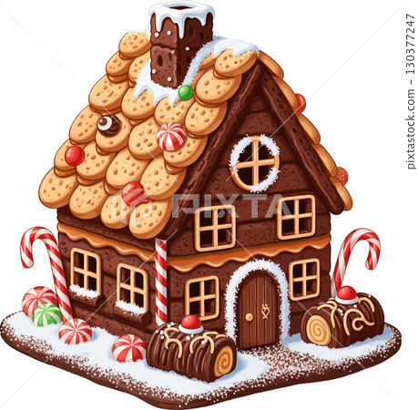 Gingerbread house vector illustration 130377247