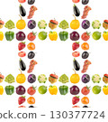 Frame of bright tasty ripe vegetables, fruits and berries isolated on white background. 130377724
