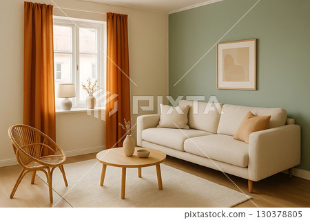 Bright Modern Living Room Interior with Sofa 130378805