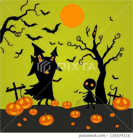Halloween background illustration of a full moon night Halloween background illustration of a full moon night 130379118