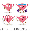 Healthy urinary bladder cartoon characters collection on isolated white background . Vector . 130379127