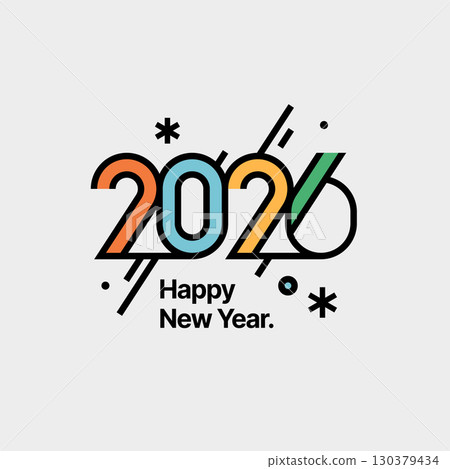 Happy New Year 2026 and Merry Christmas. Logo. 130379434
