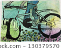 Child's drawing of a bicycle 130379570