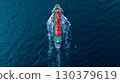 Aerial view LPG tanker ship at sea, Red LPG tanker ship top view, Logistic and maritime transpoprtation of petroleum, Modern offshore terminal  loading tanker ship. 130379619