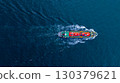 Aerial view LPG tanker ship at sea, Red LPG tanker ship top view, Logistic and maritime transpoprtation of petroleum, Modern offshore terminal  loading tanker ship. 130379621