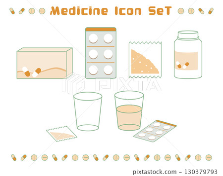 Simple medicine icon set (orange) Simple medicine icon set (orange) 130379793