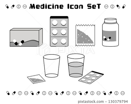 Simple medicine icon set (gray) Simple medicine icon set (gray) 130379794