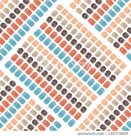 Watercolor brown, light blue and dark stains. Seamless graphic pattern for your design 130379809