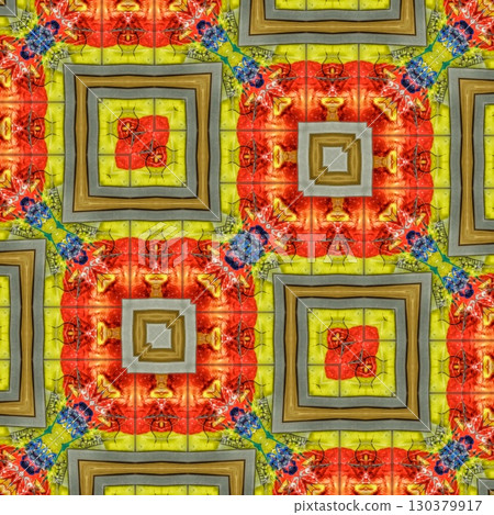 Embroidery and batik design concept. Antique art for clothing print, sublimation block etc. New trendy wallpaper, cover photo, interior decoration idea. Abstract pattern for the carpet background 130379917