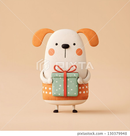 Giving Dog with a Gift 130379948