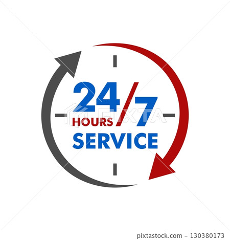 24/7 Service Signage Template Illustration Design. Vector EPS 10. 24/7 Service Signage Template Illustration Design. Vector EPS 10. 130380173