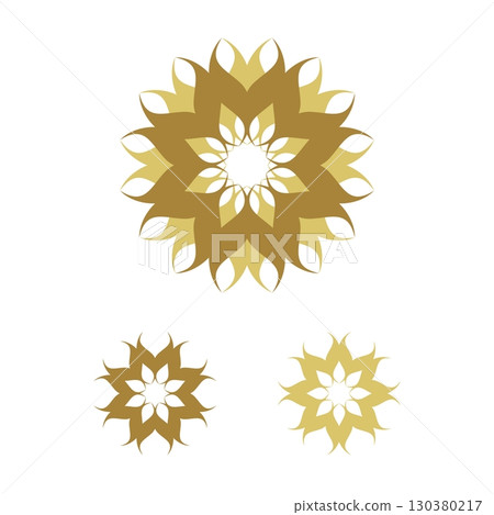 set Gold Petal Ornamental Flower Logo Template Illustration Design. Vector EPS 10. 130380217