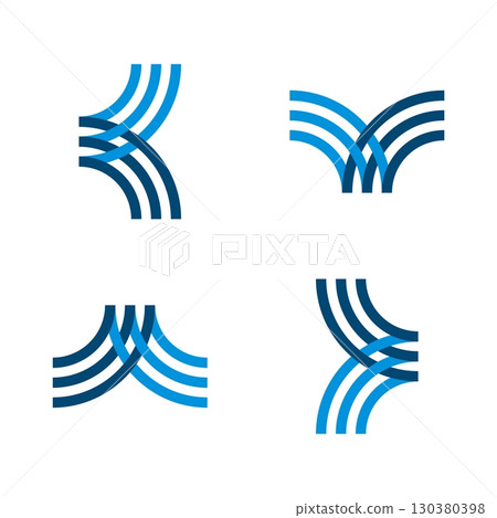 set Blue line K letter logo template Illustration Design. Vector EPS 10. 130380398