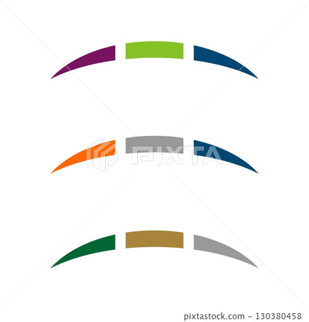 Colorful Set Bridge Swoosh Icon Vector Logo Template 130380458