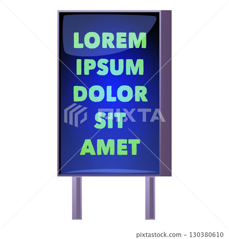 Blue pointer signage with text place, billboard on poles, vector flat signboard design, light advertising banner pointer 130380610