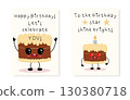 Cute birthday cake greeting cards 130380718