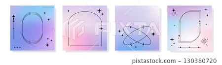 Pastel gradient square background set 130380720
