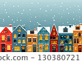 Winter houses landscape with snow 130380721