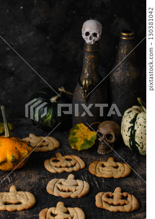 Halloween cookies in shape of jack-o-lantern Halloween cookies in shape of jack-o-lantern 130381042