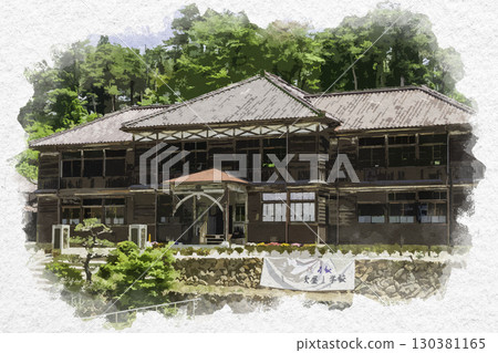 水彩畫風格，岡山縣高橋市舊吹屋小學 130381165