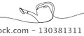 Watering can sign. Symbol of gardening, plant care, sustainability and eco-friendly lifestyle, vector illustration in continuous line style 130381311