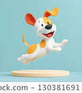 Cute 3D Cartoon Corgi Dog Jumping Playfully 130381691