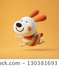 Cute 3D Cartoon Corgi Dog Jumping Playfully 130381693