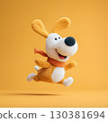 Cute 3D Cartoon Corgi Dog Jumping Playfully 130381694