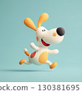 Cute 3D Cartoon Corgi Dog Jumping Playfully 130381695
