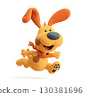 Cute 3D Cartoon Corgi Dog Jumping Playfully 130381696