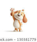 Cute 3D Cartoon Dog Waving Hello 130381779