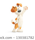 Cute 3D Cartoon Dog Waving Hello 130381782