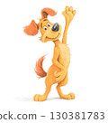 Cute 3D Cartoon Dog Waving Hello 130381783