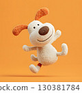 a cute, fluffy cartoon dog character 130381784
