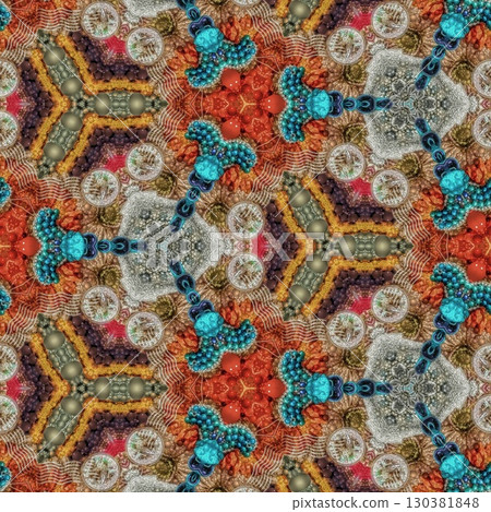 Traditional sublimation print design for carpet, rug, dress, interior decoration. Mixed motifs design for Turkish carpet, Persian rug, wall covering, modern floor mat, silk fabric printing 130381848