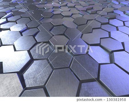 不均勻六角形面板的 3D 插圖 130381958