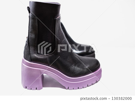 Fashion Ladies Shoes Women's Footwear Pink Platform Boots Pair. Stylish leather boots on a shelf. Combat boots Female classic spring autumn boots Fashion Ladies Shoes Women's Footwear Pink Platform Boots Pair. Stylish leather boots on a shelf. Combat boots Female classic spring autumn boots 130382000