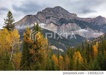 The mountain Banff National park. Canadian Rocky Mountain Landscape during stormy weather. Alberta, Canada. Mountain Landscape. Nature Background 130382114