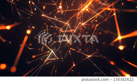 A black background with orange lines and dots 130382622