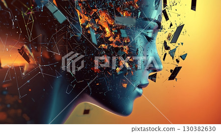 The image has a sense of chaos and destruction 130382630