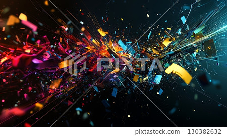 A colorful explosion of confetti and paper shreds 130382632